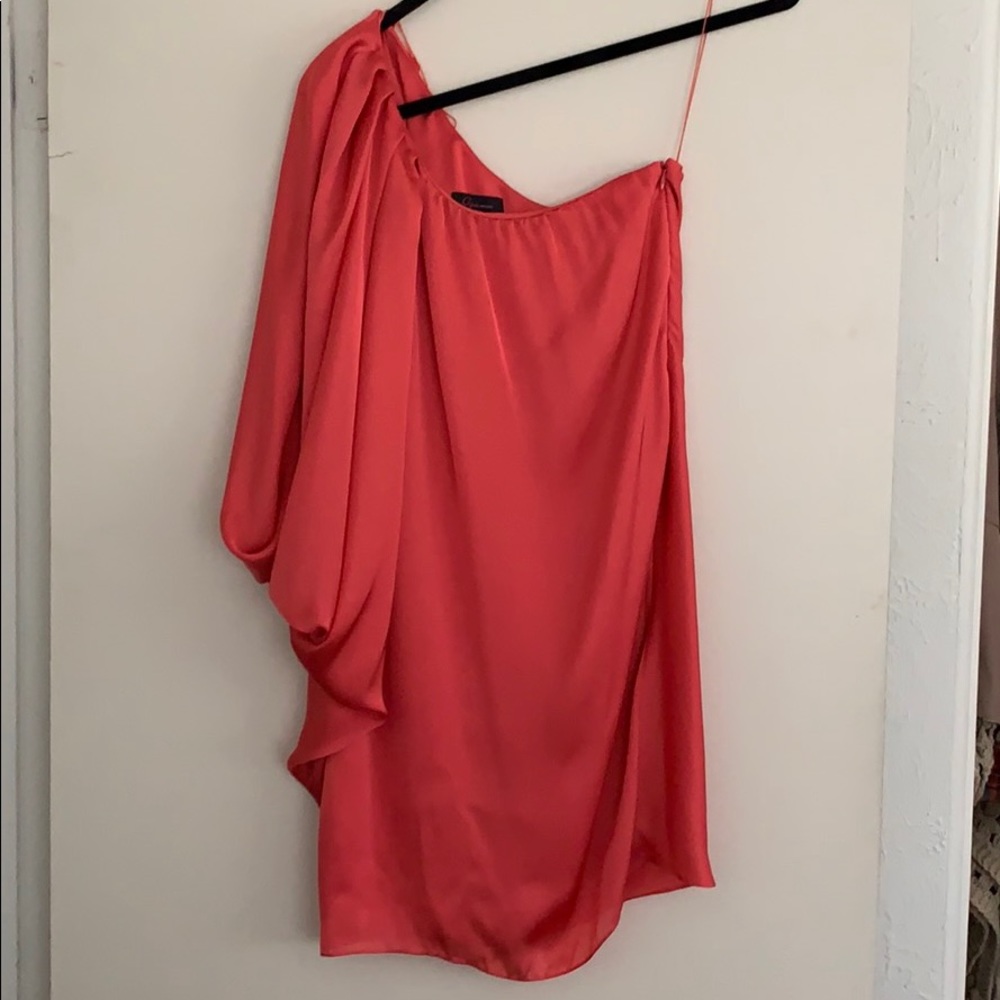 Hot Pink One Shoulder Silk Dress